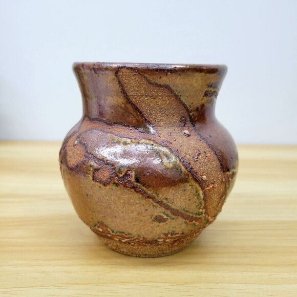 Tom Gray Pottery “TGP” Studio Vase • Seagrove NC • Rustic Earth Tone-Glazed - Picture 2 of 12